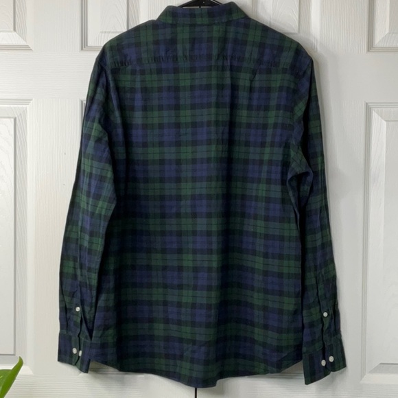 GOODFELLOW Mens Blue Green Plaid Standard Fit Front Bottom Midweight Shirt Large - Picture 8 of 8